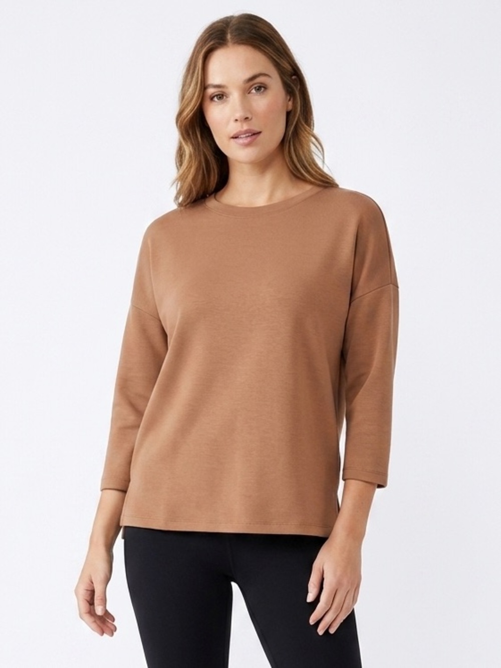 Cable & Gauge Nutmeg Brown Scuba Knit L/S Top Size XS Extra Small EUC $60